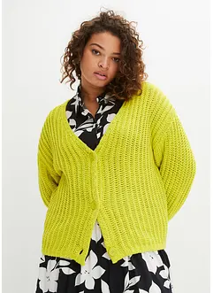 Grovstickad cardigan, croppad, bonprix