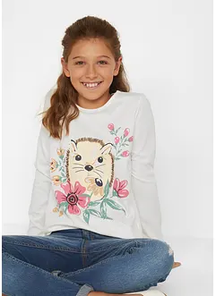 Långärmad topp i ekologisk bomull för barn (2-pack), bonprix