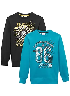 Sweatshirt för barn (2-pack) i ekologisk bomull, bonprix