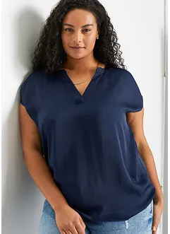 Ledig satinblus med överskurna ärmar, bonprix