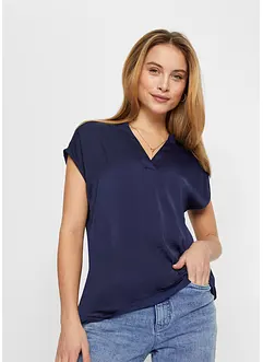 Ledig satinblus med överskurna ärmar, bonprix