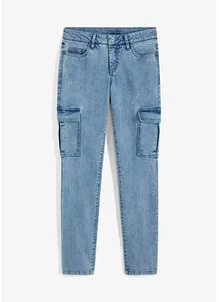 Cargojeans i rak modell med tvättad look, bonprix