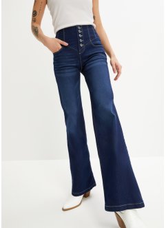 Jeans med hög midja, utsvängda ben och återvunnen polyester, RAINBOW