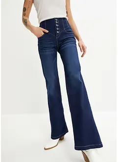 Jeans med hög midja, utsvängda ben och återvunnen polyester, bonprix