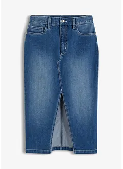 Denimkjol med slits, bonprix