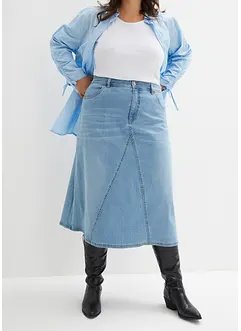Stretchig jeanskjol, High Waist, bonprix