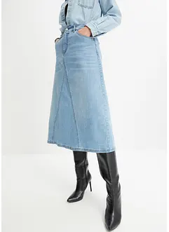 Stretchig jeanskjol, High Waist, bonprix