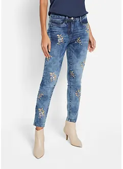 Slim Fit Jeans med blombroderi, bonprix