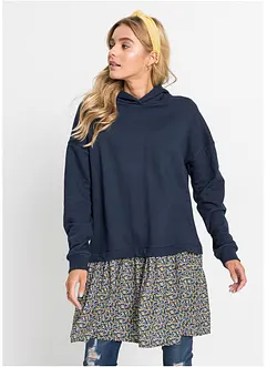 Trikåklänning med 2-i-1-look, bonprix
