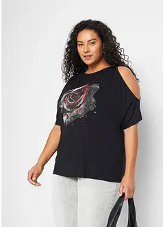 Cold shoulder-topp av viskos, bonprix