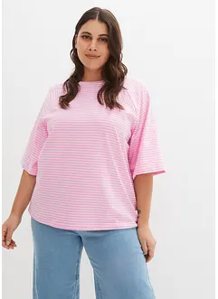 Randig höghalsad T-shirt med raglanärmar, bonprix