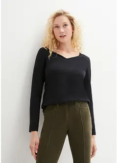 Figurnära långärmad topp (2-pack), bonprix