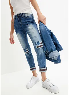 Skinny jeans med flaggdetaljer, bonprix