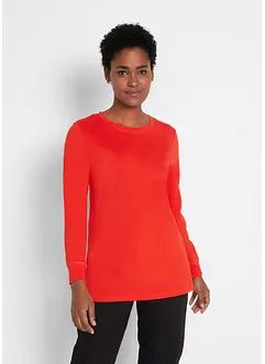 Långärmad, lång topp med rund halsringning (5-pack), bonprix