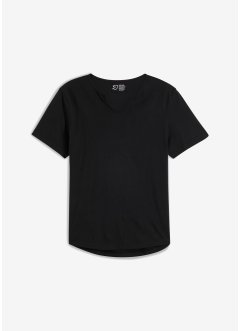 T-shirt med V-ringning i ekologisk bomull, smal passform, RAINBOW