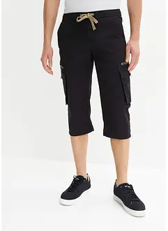 Dra på-byxa med cargofickor i 3/4-längd, Regular Fit, bonprix