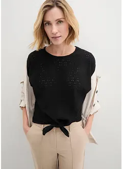 Topp med fladdermusärmar och hålbroderi, bonprix