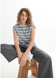 Kortärmad randig frottétopp, bonprix