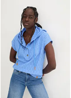 Topp med knappslå och luva, bonprix