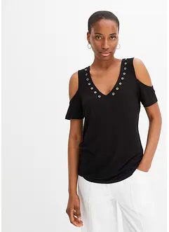 Cold-Shoulder-topp med öljetter, bonprix