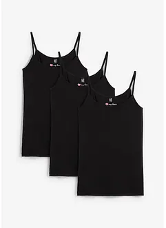 Linne med smala axelband och bomull (3-pack), bonprix