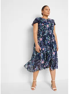 Chiffongklänning med volanger, bonprix