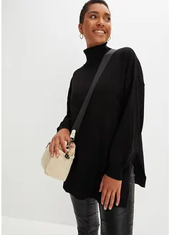 Lång polotröja i viskosmix, bonprix