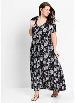 Maxiklänning i trikå, kort ärm, bonprix