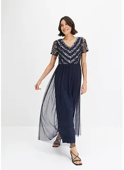 Maxiklänning med paljettbroderi, bonprix