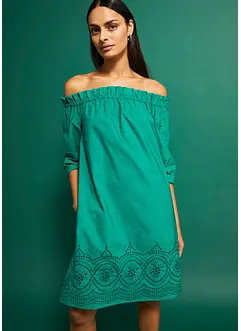 Off shoulder-klänning i ren bomull, bonprix