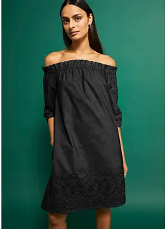 Off shoulder-klänning i ren bomull, bonprix