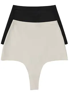 Sömlös stringtrosa med medelhög, formande effekt (2-pack), bonprix