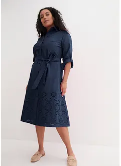 Skjortklänning med hålbroderi, bonprix