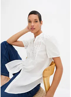 Blus med hålbroderi, bonprix