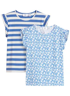 Jerseytopp för barn (2-pack), ekologisk bomull, bonprix