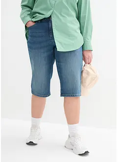 Stretchiga jeansbermudas med uppvikta benslut, bonprix