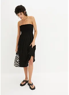 Smockad klänning i ett lätt crepematerial, bonprix