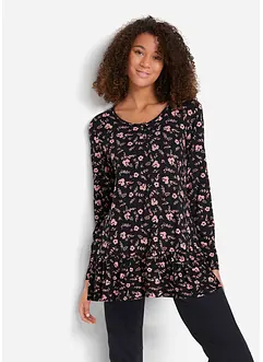 Mönstrad långärmad trikåtunika av viskosmix, bonprix