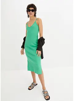 Ribbad bodycon-klänning i elastisk bomullsmix, bonprix