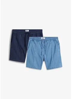 Långa dra på-jeansshorts, Regular Fit (2-pack), John Baner JEANSWEAR