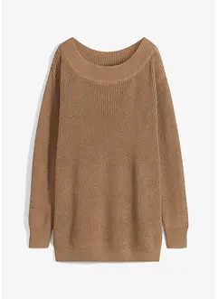 Ribbstickad tröja med båtringning, bonprix