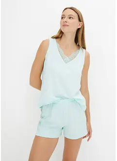 Pyjamas med shorts, spetsdetaljer, bonprix