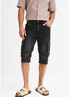 Stretchiga långa jeansbermudas, Regular Fit, bonprix