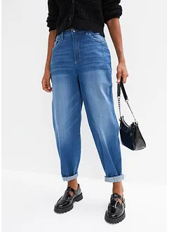 Barreljeans, High Waist, ekologisk bomull, bonprix