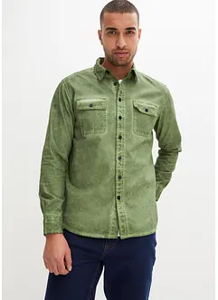 Långärmad bomullsskjorta med tvättad look, bonprix