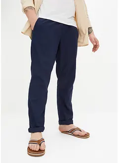 Dra på-chinos med linneandel, normal passform, raka ben, bonprix