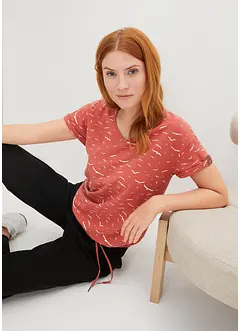 T-shirt med tryck och knytband, bonprix