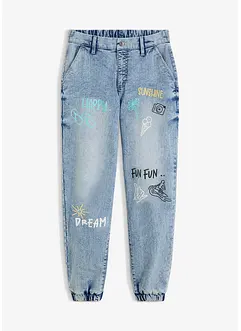 Mönstrade tunnformade jeans, bonprix