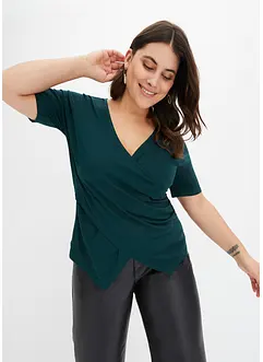 T-shirt med omlottlook i viskosmix, bonprix