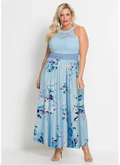 Maxiklänning med blommönster och spets, bonprix
